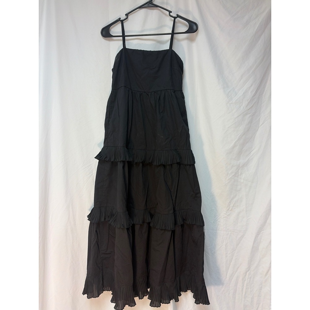 Pants Store Womens Black Tiered Ruffle Maxi Dress Sleeveless Small